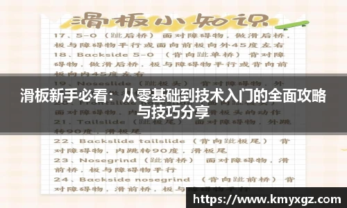 滑板新手必看：从零基础到技术入门的全面攻略与技巧分享