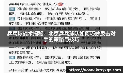 乒乓球战术揭秘：北京乒乓球队如何巧妙反击对手的策略与技巧