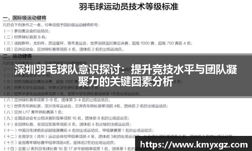 深圳羽毛球队意识探讨：提升竞技水平与团队凝聚力的关键因素分析